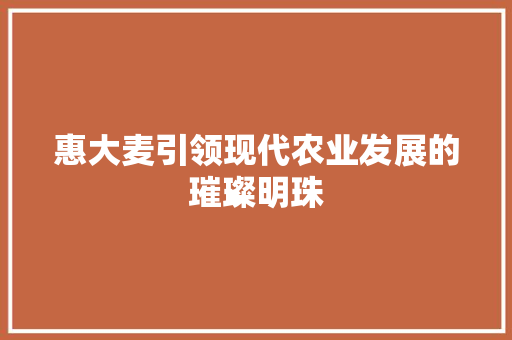 惠大麦引领现代农业发展的璀璨明珠