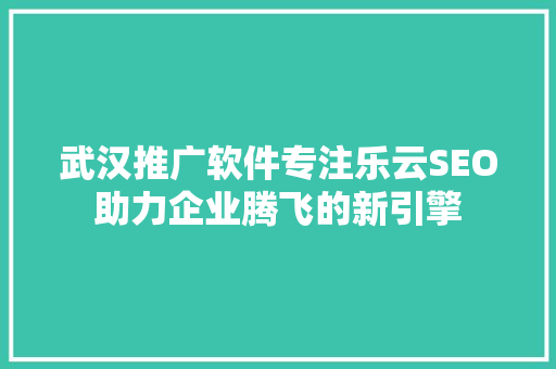 武汉推广软件专注乐云SEO助力企业腾飞的新引擎