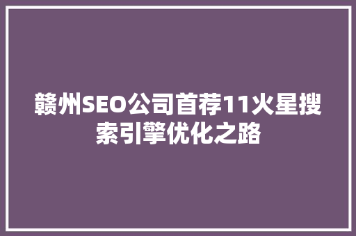 赣州SEO公司首荐11火星搜索引擎优化之路