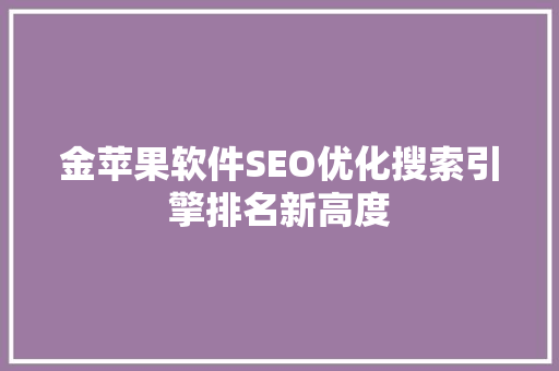 金苹果软件SEO优化搜索引擎排名新高度