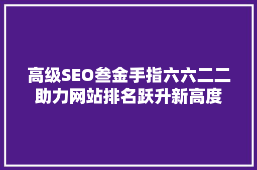 高级SEO叁金手指六六二二助力网站排名跃升新高度