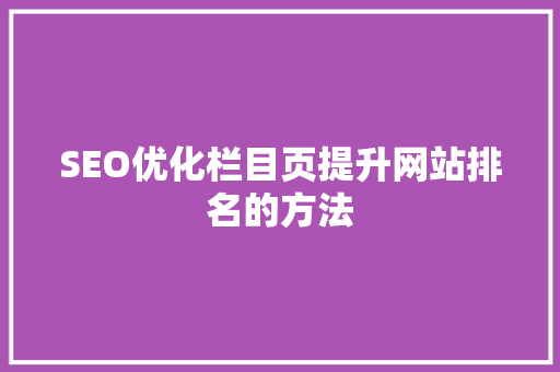 SEO优化栏目页提升网站排名的方法