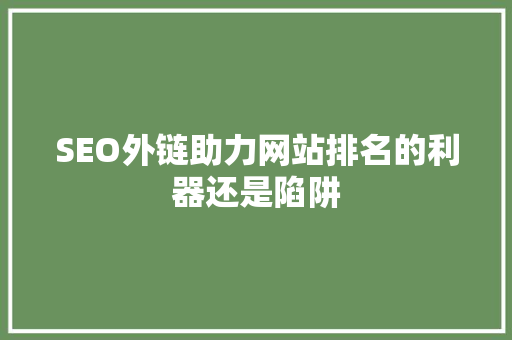 SEO外链助力网站排名的利器还是陷阱