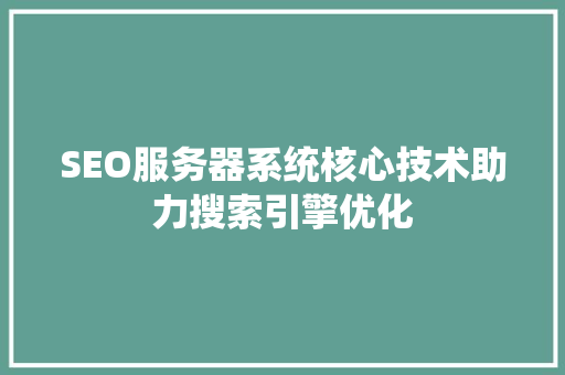 SEO服务器系统核心技术助力搜索引擎优化
