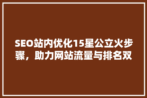 SEO站内优化15星公立火步骤，助力网站流量与排名双提升