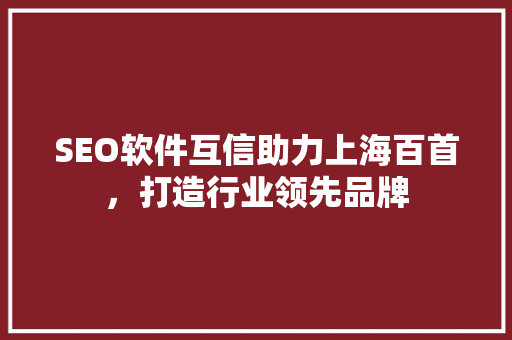 SEO软件互信助力上海百首，打造行业领先品牌