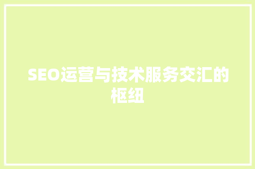 SEO运营与技术服务交汇的枢纽