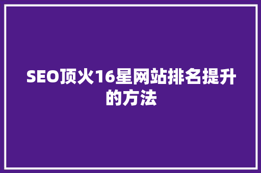 SEO顶火16星网站排名提升的方法