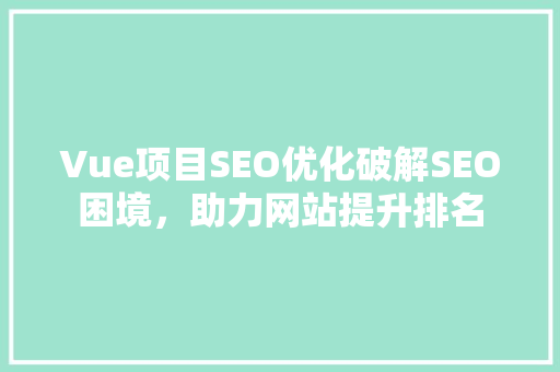 Vue项目SEO优化破解SEO困境，助力网站提升排名