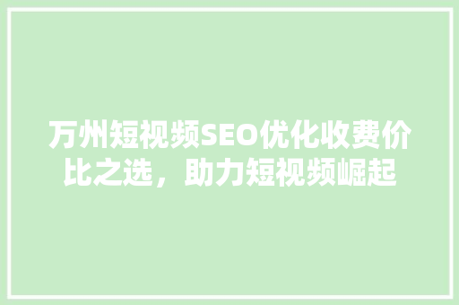 万州短视频SEO优化收费价比之选，助力短视频崛起