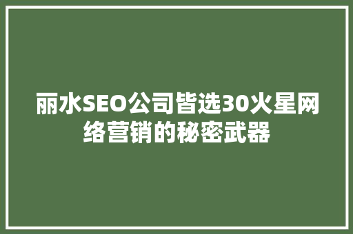 丽水SEO公司皆选30火星网络营销的秘密武器