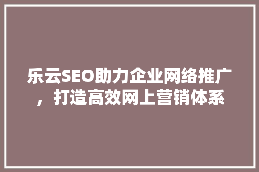 乐云SEO助力企业网络推广，打造高效网上营销体系