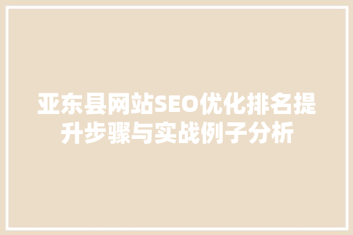 亚东县网站SEO优化排名提升步骤与实战例子分析  第1张