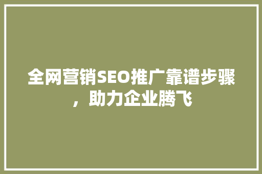 全网营销SEO推广靠谱步骤，助力企业腾飞