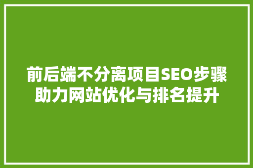 前后端不分离项目SEO步骤助力网站优化与排名提升