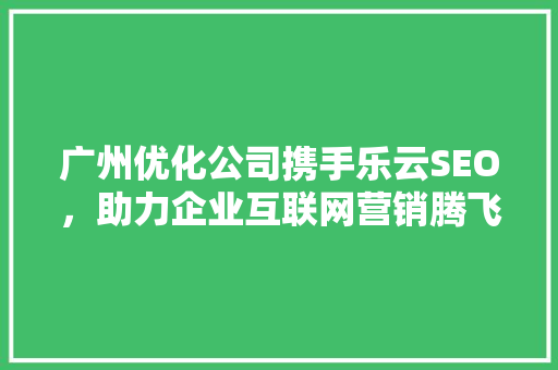 广州优化公司携手乐云SEO，助力企业互联网营销腾飞