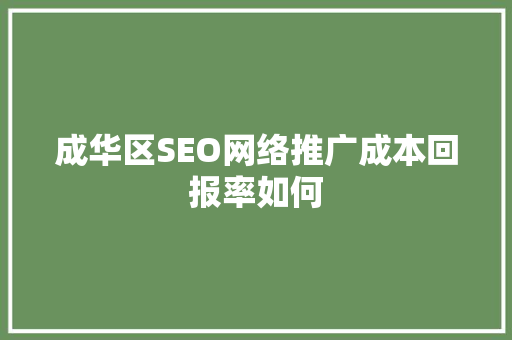 成华区SEO网络推广成本回报率如何