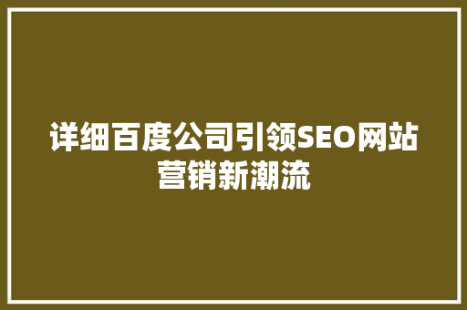 详细百度公司引领SEO网站营销新潮流