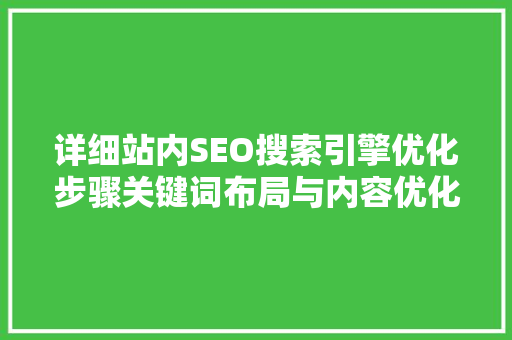 详细站内SEO搜索引擎优化步骤关键词布局与内容优化之路