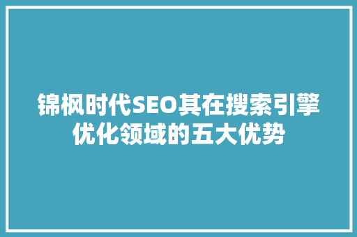 锦枫时代SEO其在搜索引擎优化领域的五大优势