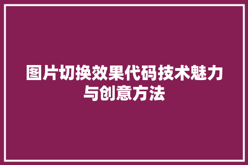 图片切换效果代码技术魅力与创意方法