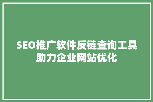 SEO推广软件反链查询工具助力企业网站优化