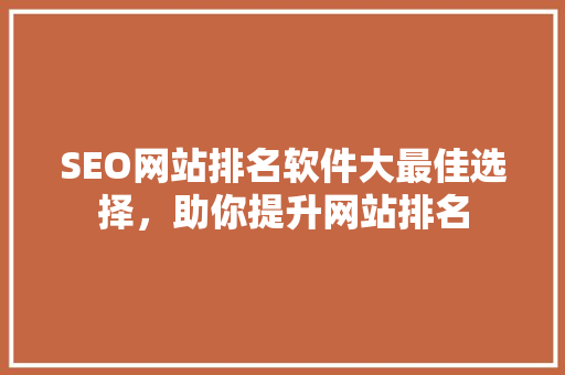 SEO网站排名软件大最佳选择，助你提升网站排名