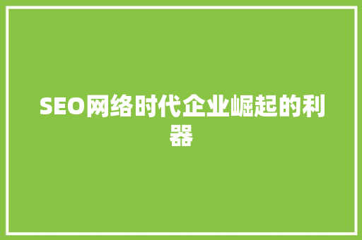 SEO网络时代企业崛起的利器