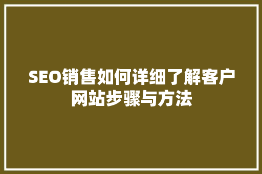 SEO销售如何详细了解客户网站步骤与方法