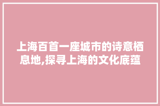 上海百首一座城市的诗意栖息地,探寻上海的文化底蕴与SEO优化之路