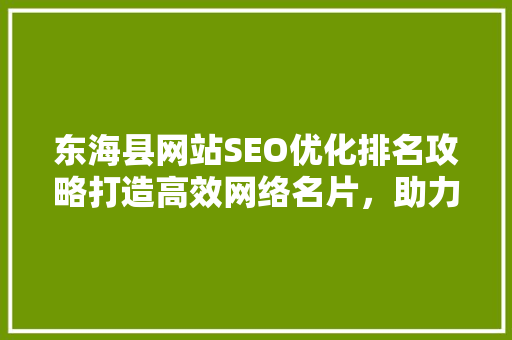 东海县网站SEO优化排名攻略打造高效网络名片，助力区域发展