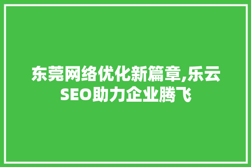 东莞网络优化新篇章,乐云SEO助力企业腾飞