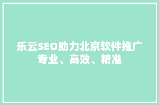 乐云SEO助力北京软件推广专业、高效、精准