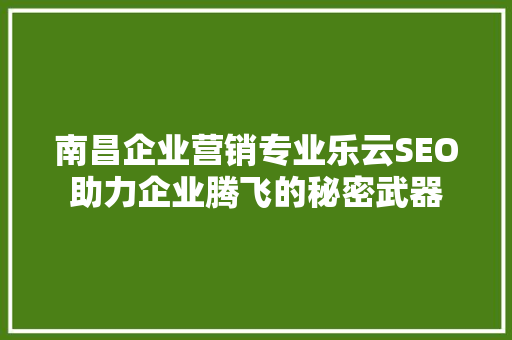 南昌企业营销专业乐云SEO助力企业腾飞的秘密武器