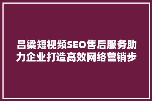 吕梁短视频SEO售后服务助力企业打造高效网络营销步骤