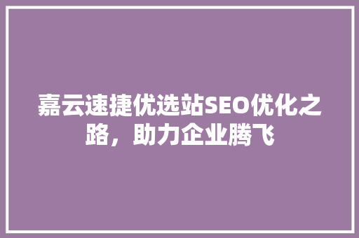 嘉云速捷优选站SEO优化之路，助力企业腾飞