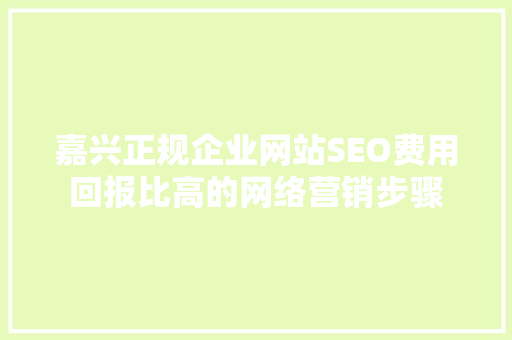 嘉兴正规企业网站SEO费用回报比高的网络营销步骤