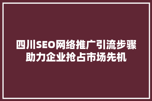 四川SEO网络推广引流步骤助力企业抢占市场先机