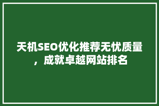天机SEO优化推荐无忧质量，成就卓越网站排名