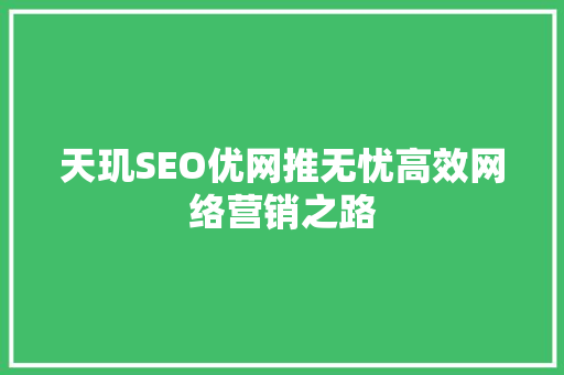 天玑SEO优网推无忧高效网络营销之路