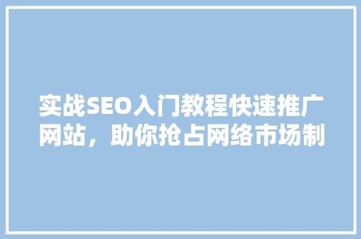 实战SEO入门教程快速推广网站，助你抢占网络市场制高点