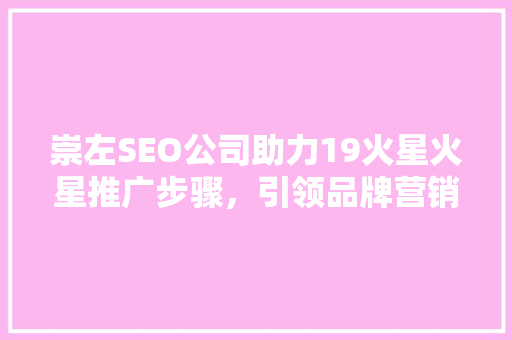 崇左SEO公司助力19火星火星推广步骤，引领品牌营销新潮流