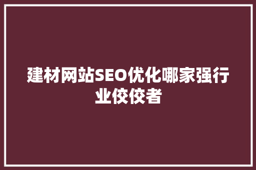 建材网站SEO优化哪家强行业佼佼者