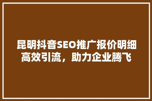 昆明抖音SEO推广报价明细高效引流，助力企业腾飞