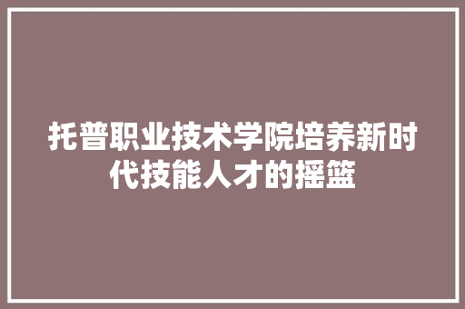 托普职业技术学院培养新时代技能人才的摇篮