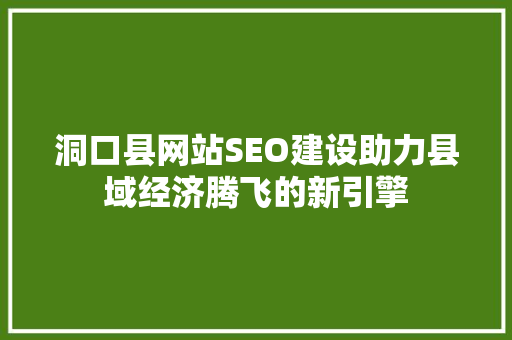 洞口县网站SEO建设助力县域经济腾飞的新引擎