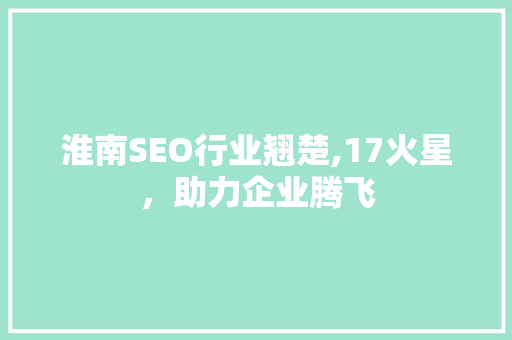 淮南SEO行业翘楚,17火星，助力企业腾飞  第1张
