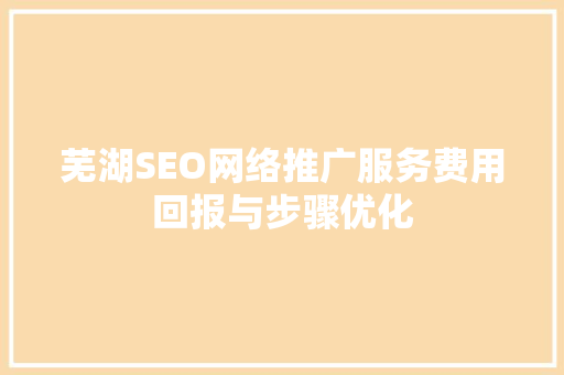 芜湖SEO网络推广服务费用回报与步骤优化  第1张