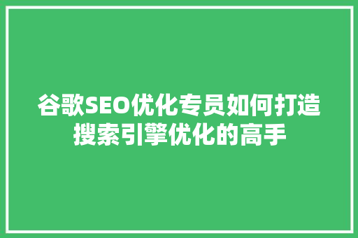 谷歌SEO优化专员如何打造搜索引擎优化的高手  第1张