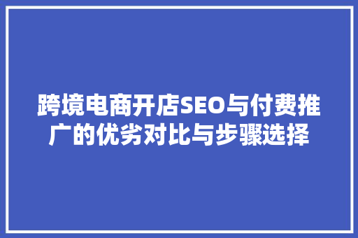 跨境电商开店SEO与付费推广的优劣对比与步骤选择  第1张